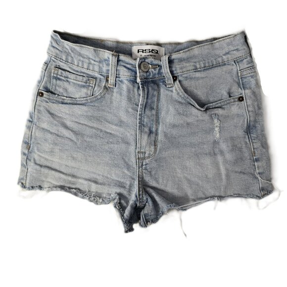 RSQ Pants - RSQ Vintage High Rise Blue Denim Jean Shorts Size 25 XS Tillys Frayed Distressed